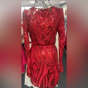 GUESS Elegant Red Sequin Dress